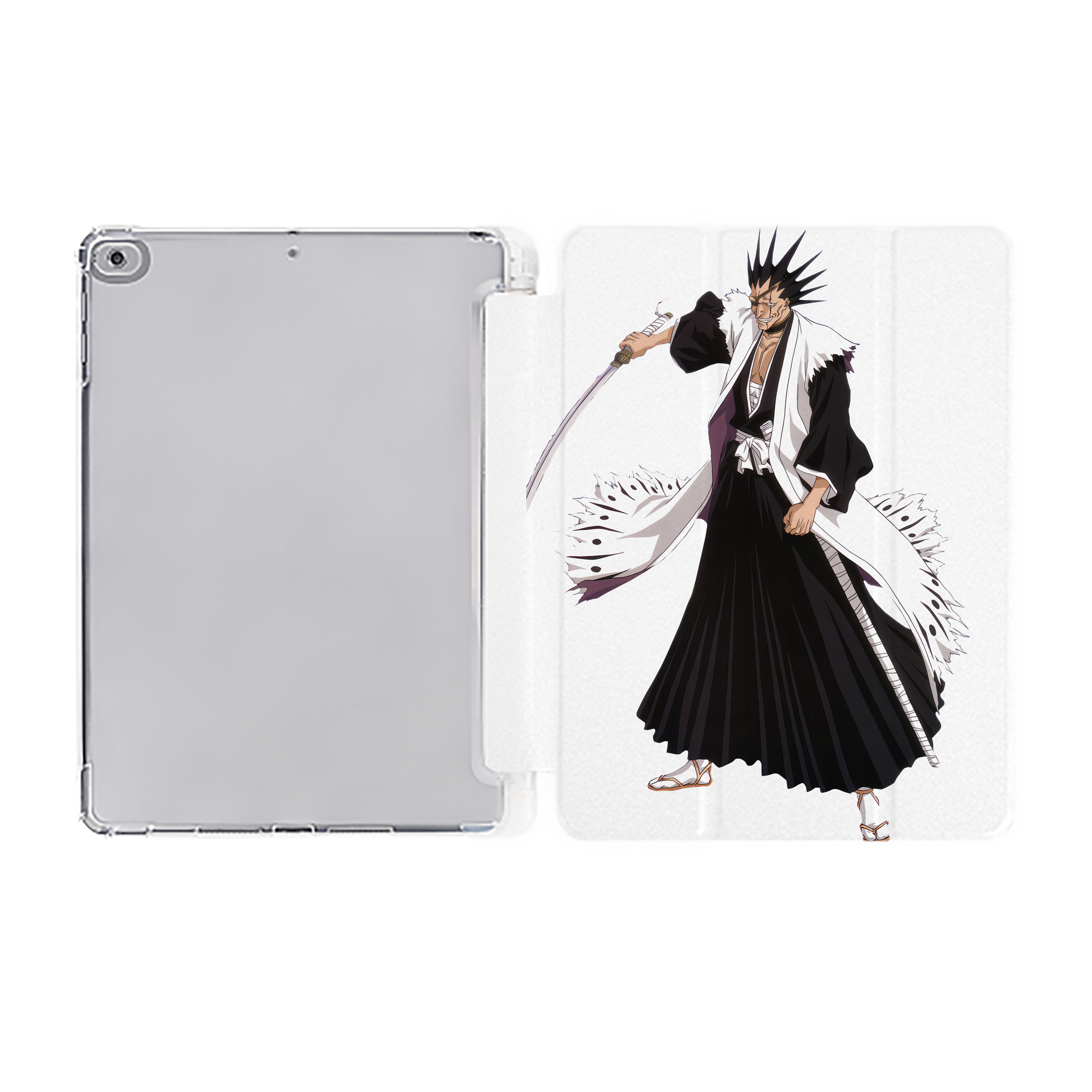 （画像用） ブリーチ ざらき けんぱち BLEACH Zaraki Kenpachi IPad ケース ペン収納付き 三つ折りスタンド PUレザー×シリコン 対応機種9.5/10.5/10.9インチ